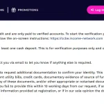 PrimaPlay terms section describing account verification